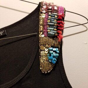 Michael Simon Ribbed Stone Shoulder Cotton Tank Sm